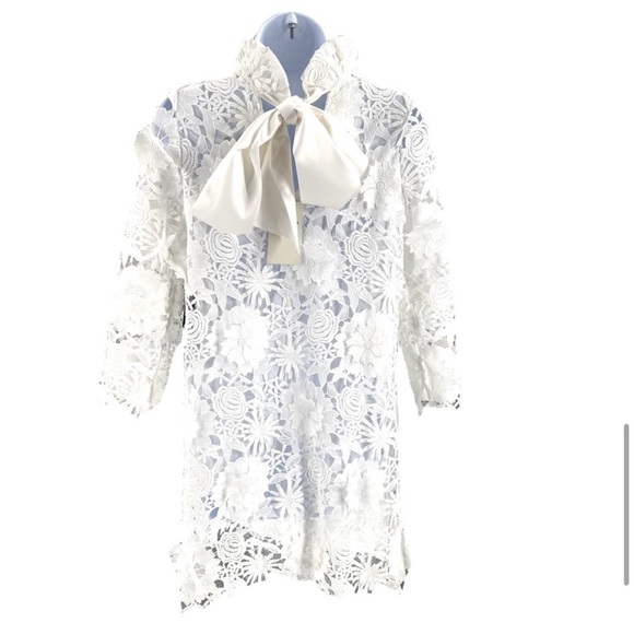 Tuckernuck |  Blanc Guipure Lace Daphne Preppy Mini Dress Size XXS - Picture 6 of 7